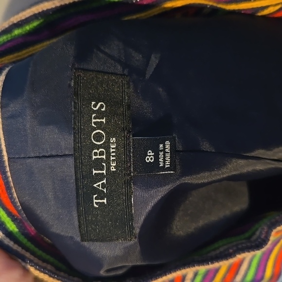 Talbots Womens Rainbow Colorful Striped Mandarin Collar Blazer Jacket - Picture 13 of 16